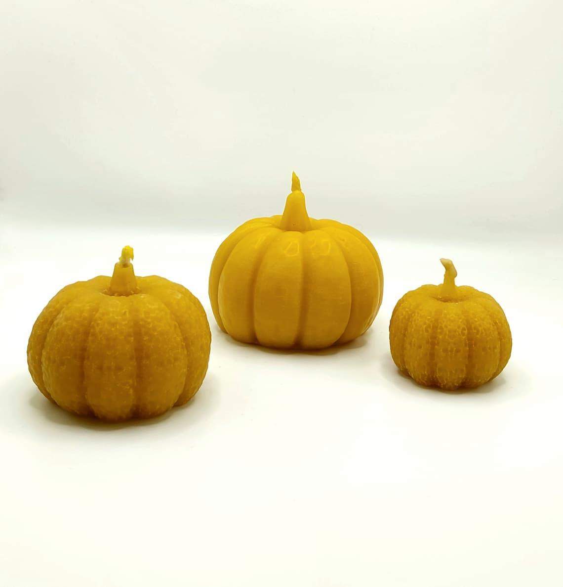 Świeca z wosku pszczelego Dynia zestaw 3 sztuk