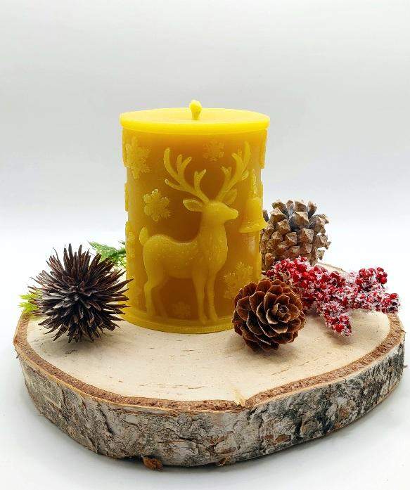 Świeca z wosku pszczelego walec Renifer 