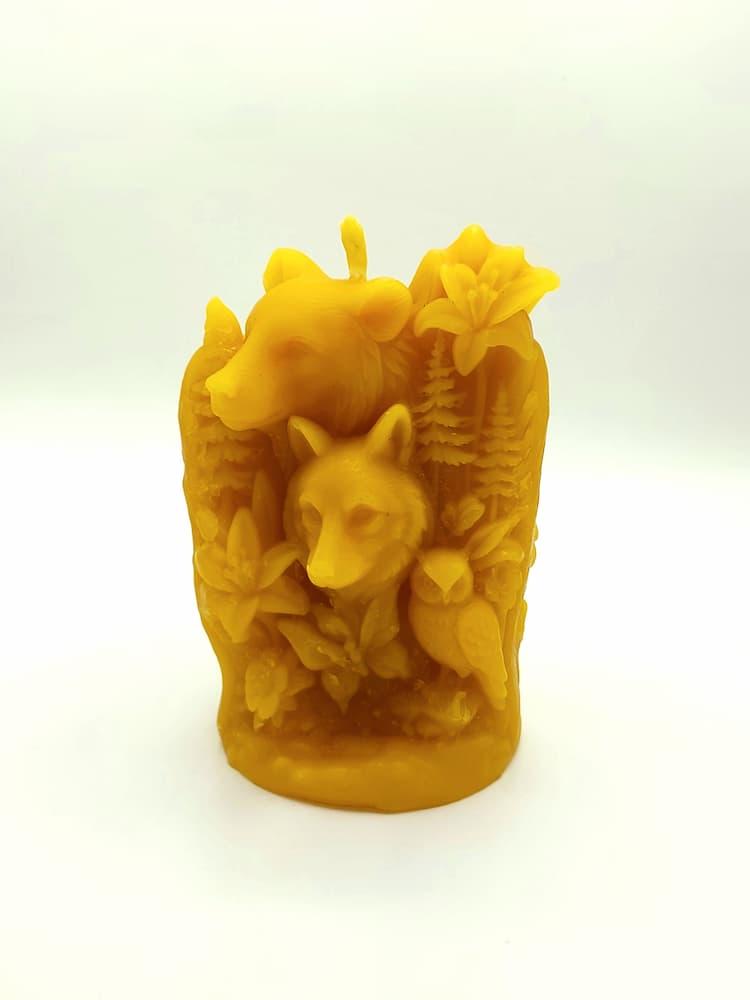 Świeca z wosku pszczelego leśne zwierzęta 